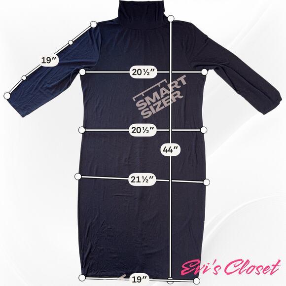 Torrid Women's Mock Turtle Neck Midi Dress Black Sz 1-XL Black Knit Stretch - Picture 9 of 9